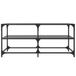 Berkfield Home Decorative Coffee Table with Black Glass Top 98.5x50x45 cm Steel - thumbnail 4