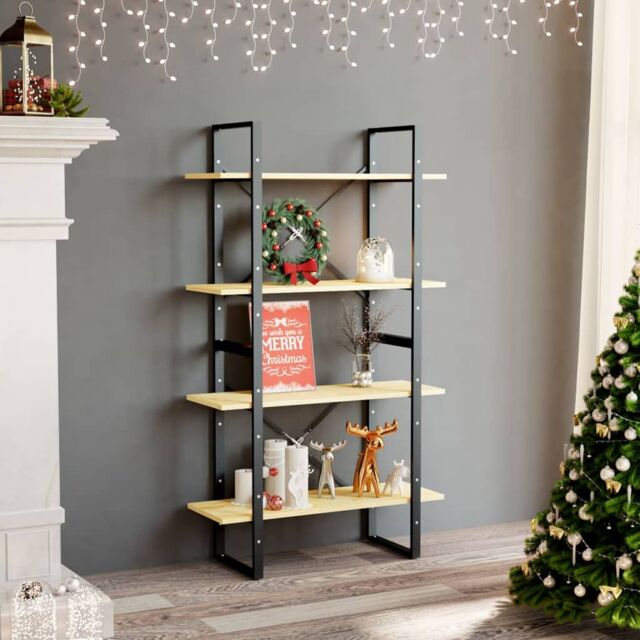 Berkfield Home 4-Tier Book Cabinet 80x30x140 cm Solid Pine Wood in Brown - Size: 80 x 30 x 140 cm - image 1