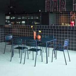 sweeek 6-seater metal garden table with 2 armchairs & 4 chairs in Dark Blue - thumbnail 6