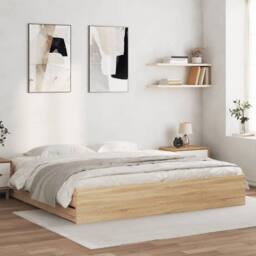 Berkfield Home Bed Frame w/Drawers Frame Sonoma Oak 180x200 cm Super King in Light Tan - thumbnail 2