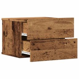 Berkfield Home Wall-mounted Bedside Cabinets 2 pcs Old Wood 40x32x30 cm in Brown - Size: 40 x 32 x 30 cm - thumbnail 5