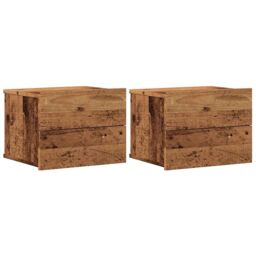 Berkfield Home Wall-mounted Bedside Cabinets 2 pcs Old Wood 40x32x30 cm in Brown - Size: 40 x 32 x 30 cm - thumbnail 2