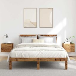 Berkfield Home Wall-mounted Bedside Cabinets 2 pcs Old Wood 40x32x30 cm in Brown - Size: 40 x 32 x 30 cm - thumbnail 3