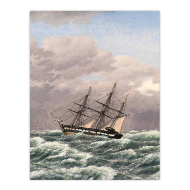 "Artery8 CW Eckersberg Corvette Galathea in a North Sea Storm Wall Art Print - Size: W12"" x H16""" - image 1