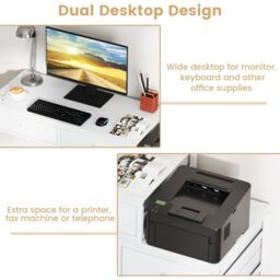 Costway Computer Desk Home Office Desk w/ Side File Cabinet & 5 Drawers in White - thumbnail 7