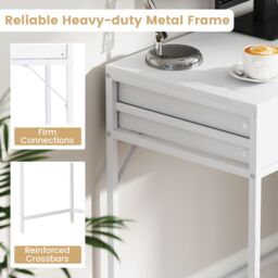 Costway Computer Desk Home Office Desk w/ Side File Cabinet & 5 Drawers in White - thumbnail 6