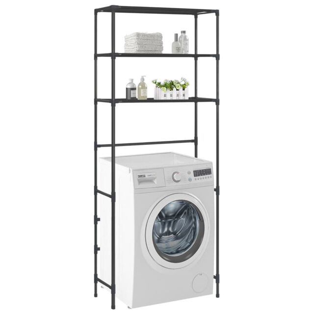 Berkfield Home 3-Tier Storage Rack over Laundry Machine Black 69x28x169 cm - Size: 69 x 28 x 169 cm - image 1