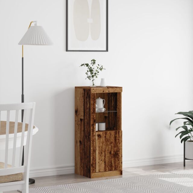 Berkfield Home Sideboard with LED Lights Old Wood 41x37x100 cm in Brown - Size: 41 x 37 x 100 cm - image 1