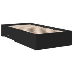 Berkfield Home Bed Frame with Drawers without Mattress Black 75x190 cm Small Single - thumbnail 6