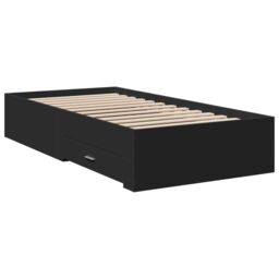 Berkfield Home Bed Frame with Drawers without Mattress Black 75x190 cm Small Single - thumbnail 3