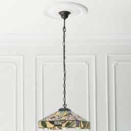 Loops Tiffany Glass Hanging Ceiling Pendant Light Bronze & Square Rose Shade i00156 in Clear - thumbnail 5
