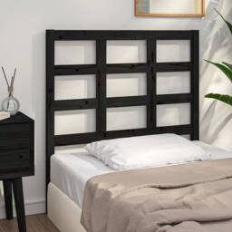 Berkfield Home Beautiful Bed Headboard Black 95.5x4x100 cm Solid Wood Pine - thumbnail 2