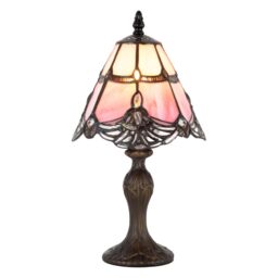 Happy Homewares Quirky & Petite Coloured Stained Glass Tiffany Lamp with Clear Beads in Pink - thumbnail 2