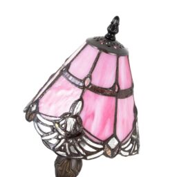 Happy Homewares Quirky & Petite Coloured Stained Glass Tiffany Lamp with Clear Beads in Pink - thumbnail 3