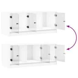 Berkfield Home TV Cabinet with Glass Doors White 102x37x42 cm - Size: 102 x 37 x 42 cm - thumbnail 9