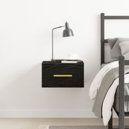 Berkfield Home Bedside Cabinet Wall-Mounted Black Oak 35x35x20 cm - Size: 35 x 35 x 20 cm - thumbnail 4