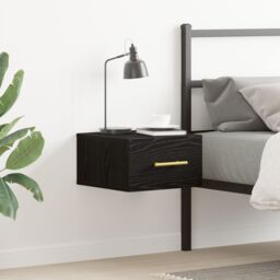 Berkfield Home Bedside Cabinet Wall-Mounted Black Oak 35x35x20 cm - Size: 35 x 35 x 20 cm