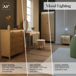 X Rocker XR Living Dak ota Bedside Table with Two Drawers & Lights - Wild Oak in Light Oak - thumbnail 5