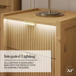 X Rocker XR Living Dak ota Bedside Table with Two Drawers & Lights - Wild Oak in Light Oak - thumbnail 3