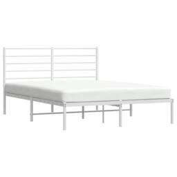 Berkfield Home Metal Bed Frame with Headboard White 120x200 cm - Size: Small Double - thumbnail 5