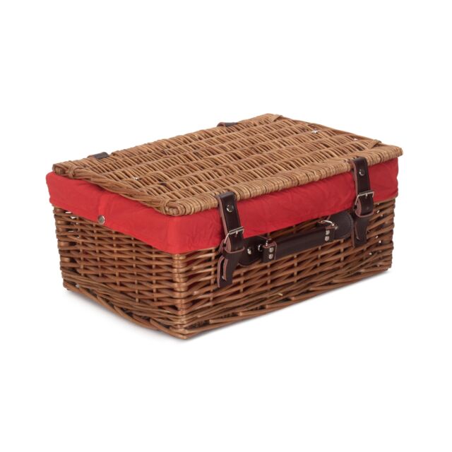 Red Hamper Wicker 40cm Double Steamed Picnic Basket with Cotton Lining in Red - image 1