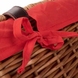 Red Hamper Wicker 40cm Double Steamed Picnic Basket with Cotton Lining in Red - thumbnail 5