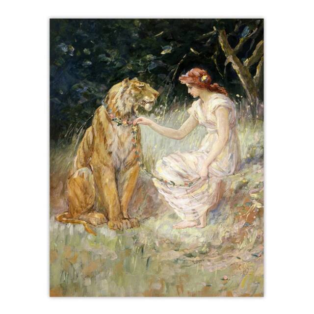 "Artery8 Frederick Stuart Church Lady & the Tiger Wall Art Print - Size: W12"" x H16""" - image 1