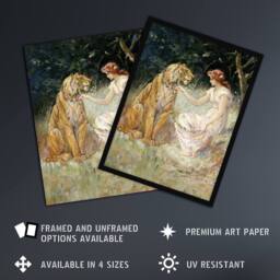 "Artery8 Frederick Stuart Church Lady & the Tiger Wall Art Print - Size: W12"" x H16""" - thumbnail 2