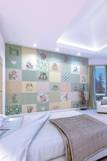 Origin Murals Retro Illustrations Wall Mural in Green - Size: W350 cm x H280 cm - image 1