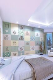 Origin Murals Retro Illustrations Wall Mural in Green - Size: W350 cm x H280 cm - thumbnail 1