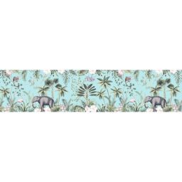 Happy Homewares Unique Jungle Print Duck Egg Lampshade with Palm Trees, Sloths & Elephants in Duck Egg Blue - Size: 12 inches - thumbnail 5