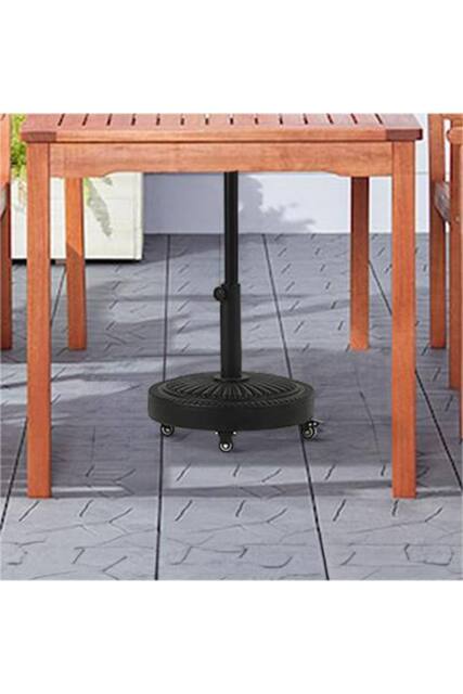 Living and Home Round-Shaped Concrete-Filled Patio Parasol Base Stand with Wheels in Black - image 1