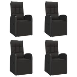 Berkfield Home 5 Piece Garden Dining Set Black Poly Rattan&Solid Wood Acacia - thumbnail 4