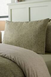 Catherine Lansfield Brushed Herringbone Cotton Reversible Duvet Cover Set in Green - Size: King - thumbnail 3