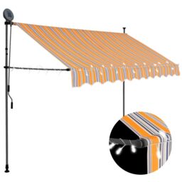 Berkfield Home Manual Retractable Awning with LED 300 cm Yellow & Blue