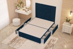 "Somnior Alexas Divan Divan Bed 4 Drawers with 54"" Floor Headboard Plush Velvet in Navy - Size: Small Double" - thumbnail 3
