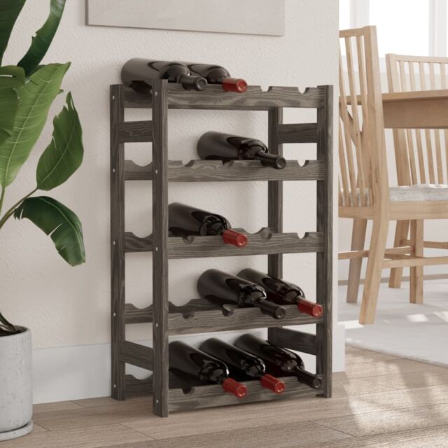 Berkfield Home Wine Rack for 20 Bottles Grey Solid Wood Pine - image 1