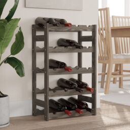 Berkfield Home Wine Rack for 20 Bottles Grey Solid Wood Pine