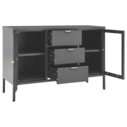 Berkfield Home Sideboard Anthracite 105x35x70 cm Steel & Tempered Glass in Black - Size: 105 x 35 x 70 cm - thumbnail 6