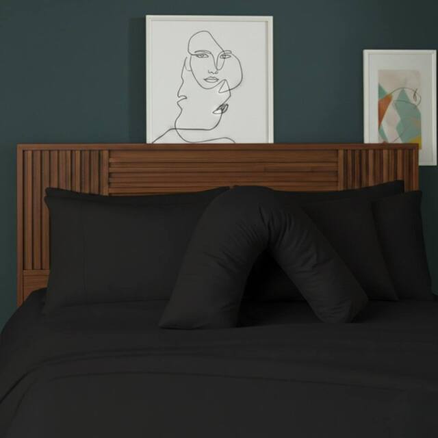 Snug City V Shape Pillowcase for Support Maternity Pillows Polycotton Easy Care in Black - image 1