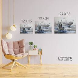 "Artery8 Stower WWI U boat Sinking of Linda Blanche Canvas Wall Art Print in Grey - Size: W18"" x H24""" - thumbnail 4