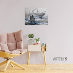 "Artery8 Stower WWI U boat Sinking of Linda Blanche Canvas Wall Art Print in Grey - Size: W18"" x H24""" - thumbnail 3