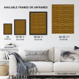 Artery8 Zigzag Geometric Textile Pattern Japanese Framed Wall Art Print Korin in Brown - Size: A4 - thumbnail 3