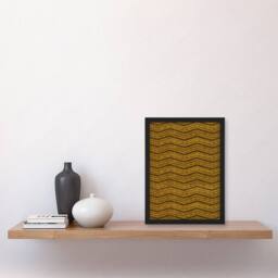 Artery8 Zigzag Geometric Textile Pattern Japanese Framed Wall Art Print Korin in Brown - Size: A4 - thumbnail 4