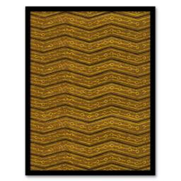 Artery8 Zigzag Geometric Textile Pattern Japanese Framed Wall Art Print Korin in Brown - Size: A4 - thumbnail 1