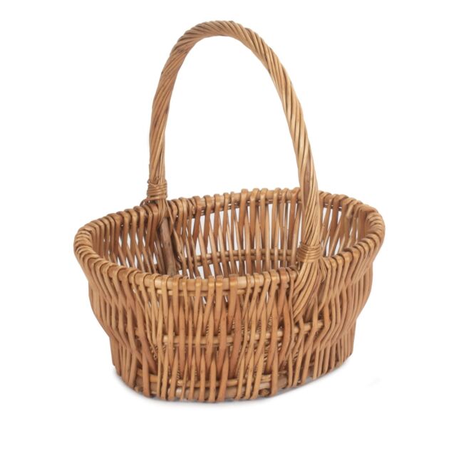 Red Hamper Double Steamed Vertical Weave Shopping Basket in Brown - Size: Large - image 1
