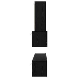 Berkfield Home Wall TV Cabinet with Shelf Wall-mounted Other with Storage with Door 4 pcs Black oak - thumbnail 9