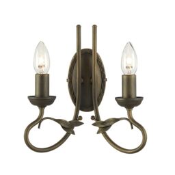 Netlighting Olivia 2 Light Indoor Candle Wall Light Black Gold E14