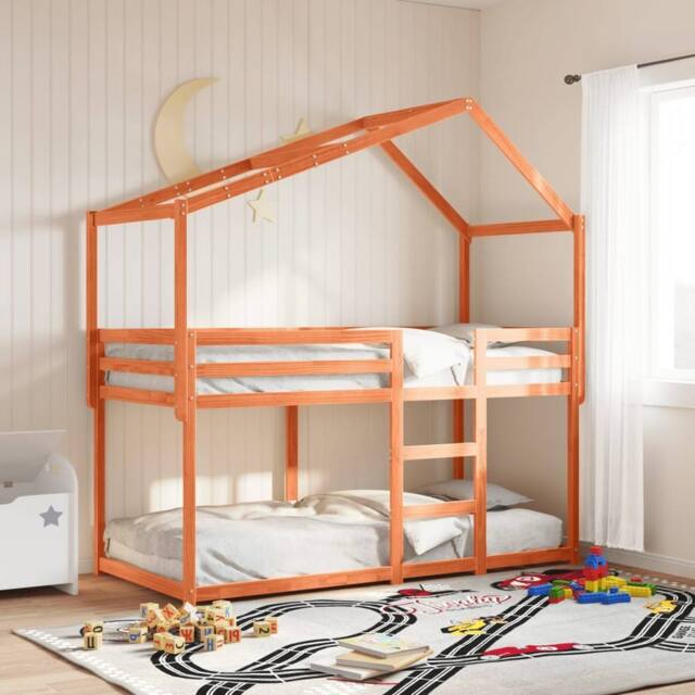 Berkfield Home Bunk Bed without Mattress Wax Brown 90x190 cm Single Solid Wood Pine - image 1