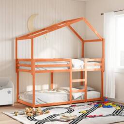Berkfield Home Bunk Bed without Mattress Wax Brown 90x190 cm Single Solid Wood Pine - thumbnail 1